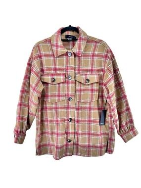 NWT Forever 21 oversized fleece plaid check shacket women’s small